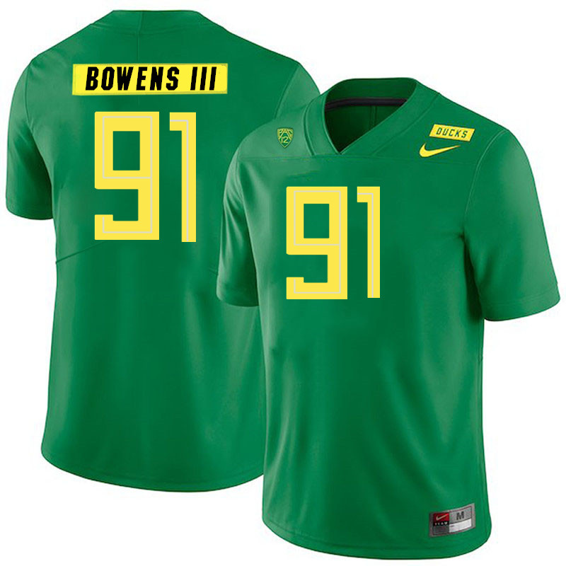 Men #91 Johnny Bowens III Oregon Ducks College Football Jerseys Stitched Sale-Green
